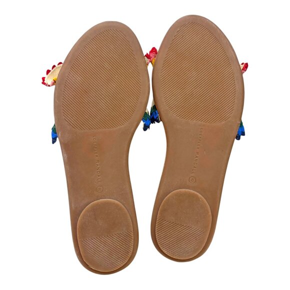 Loeffler Randal Birdie Natural Canvas‎ Ric Rac Ruffle Slides - Picture 10 of 11